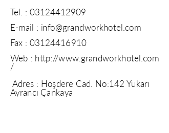 Grand Work Hotel iletiim bilgileri